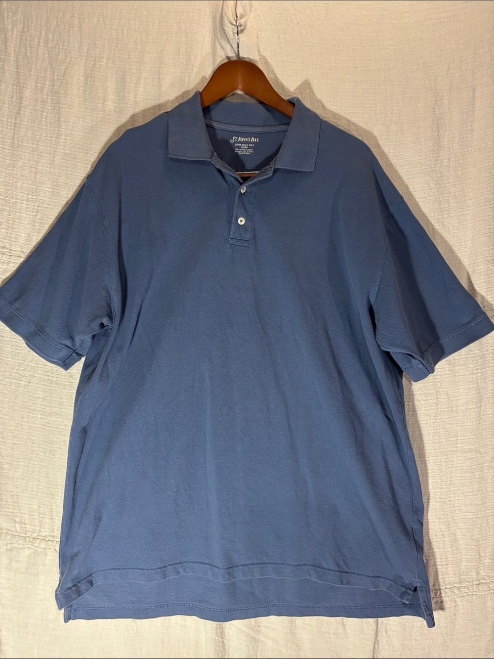St. John's Bay Super Pique Men's XLT Blue Short-Sleeve Polo 100% Cotton Big&Tall